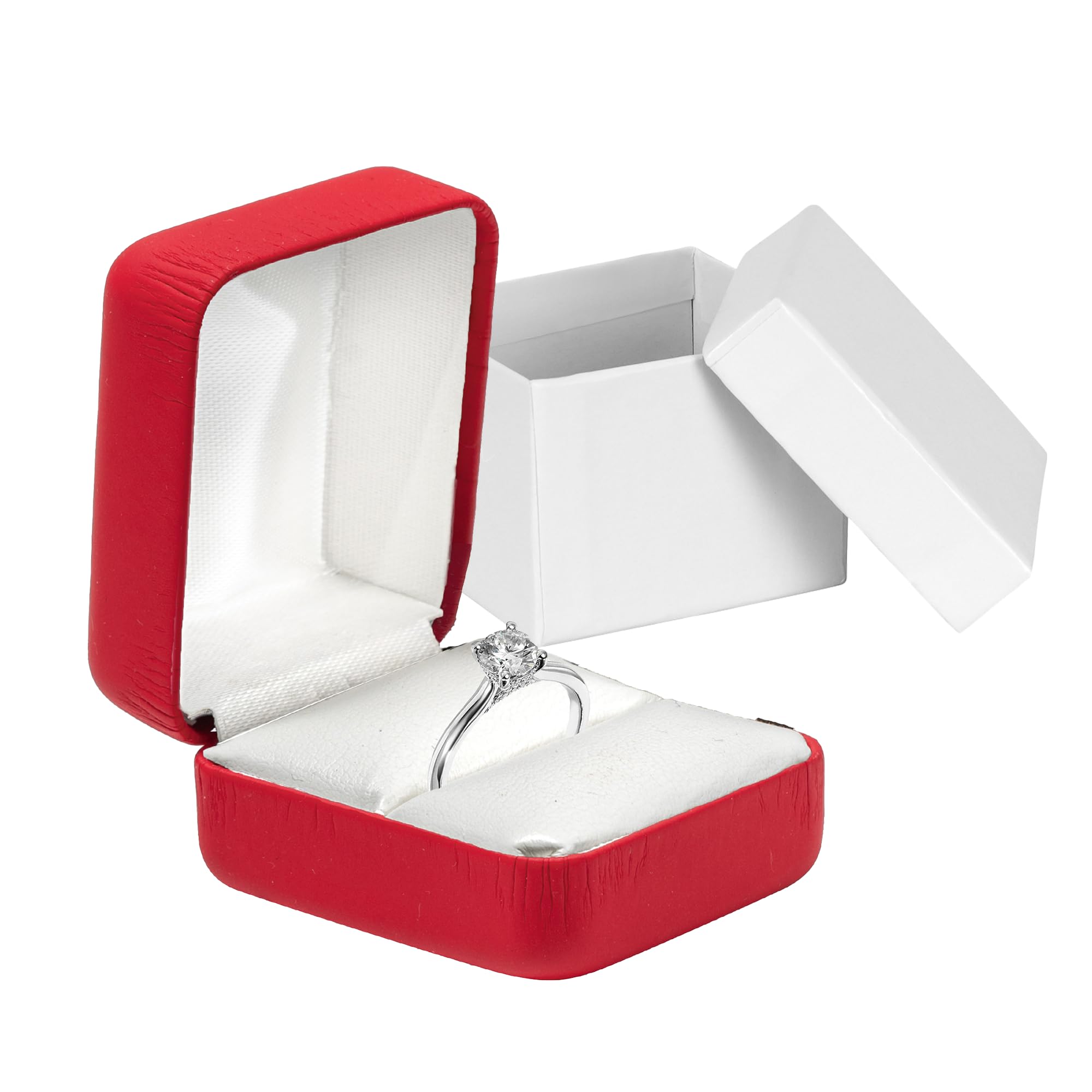 Photo 1 of Prestige & Fancy Elegant PU Leather Ring Box - for your Wedding ring- Engagement ring, jewelry gift box for all rings, girls Ring gift box, (Red), MC580R