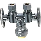 OD Compression Straight Valve - 1/2" Push Fit x Dual 3/8" ODComp. - Certified to NSD ANSI61 Standards