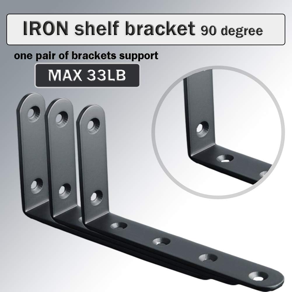 Shelf Brackets 16pcs Corner Brace Black Steel L Brackets for Shelves 5 Inch x 3 Inch Decorative Corner Brackets for Wall Joint Angle Brackets for Shelf with Screws (3x5 inch-16pcs): Home Improvement
