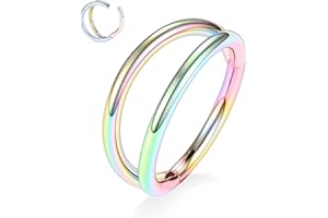 FUNLMO 316L Surgical Steel Nose Hoop Septum Conch Piercing Jewelry Cartilage Daith Helix Tragus Rook Lobe Earring Triple/Double Nose Lip Ring 20G 18G 16G