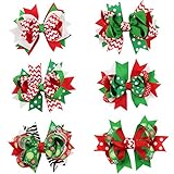 Mookiraer® Christmas Cute Baby's and Girl's Grosgrain Hair Bows Hair Clips Barrettes 6 Pack (SD567)