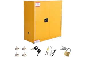 30 Gal Flammable Safety Cabinet, 43" x 18" x 44" Galvanized Steel Industrial Flammable Liquid Storage Cabinet with Adjustable