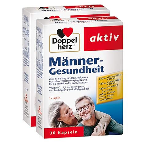 Doppelherz Männer-Gesundheit – Zink für den Erhalt normaler Testosteronspiegel – 2 x 30 Kapseln