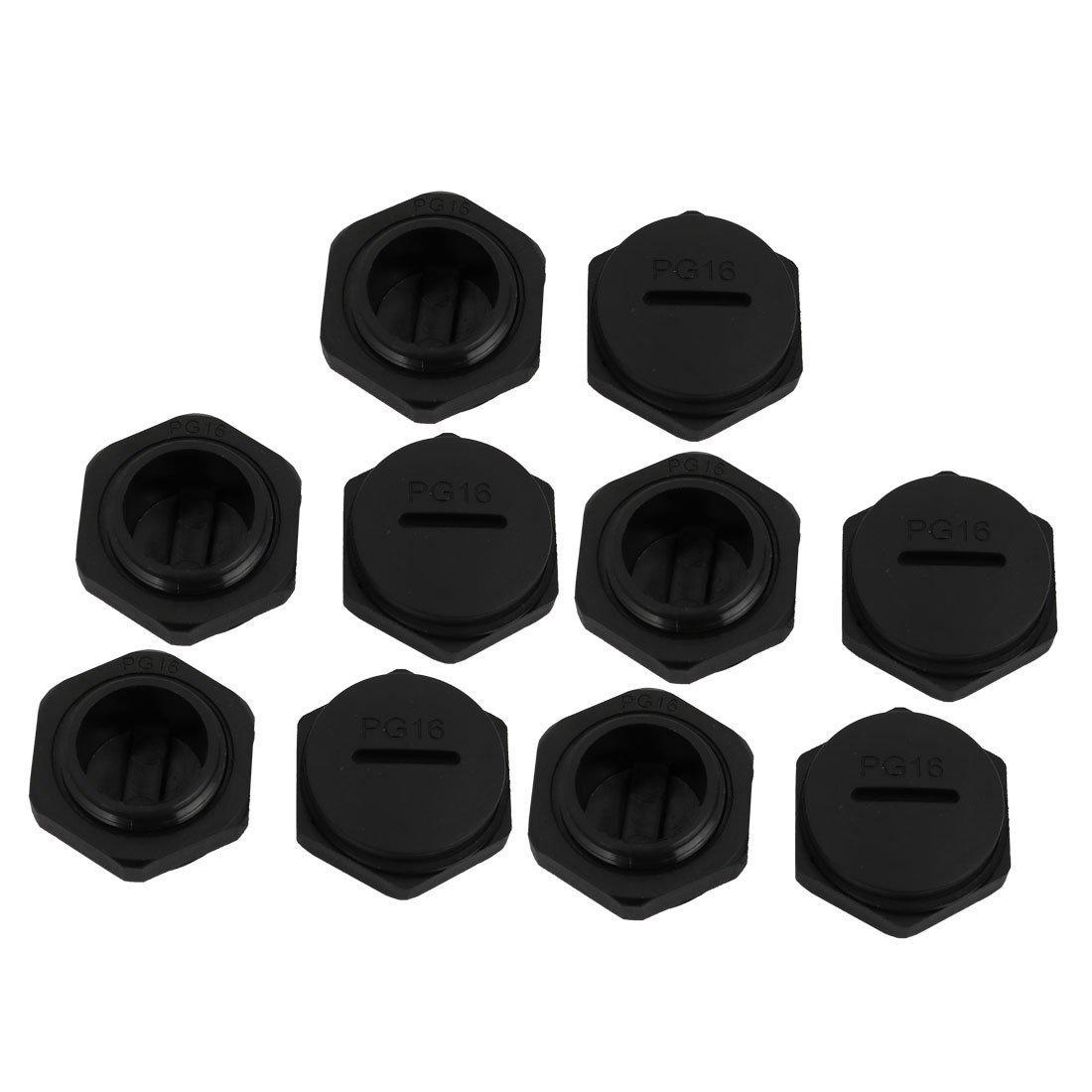 sourcingmap 10pcs PG16 Nylon Male Threaded Cable Gland Cap Round Screw-in Cover Black