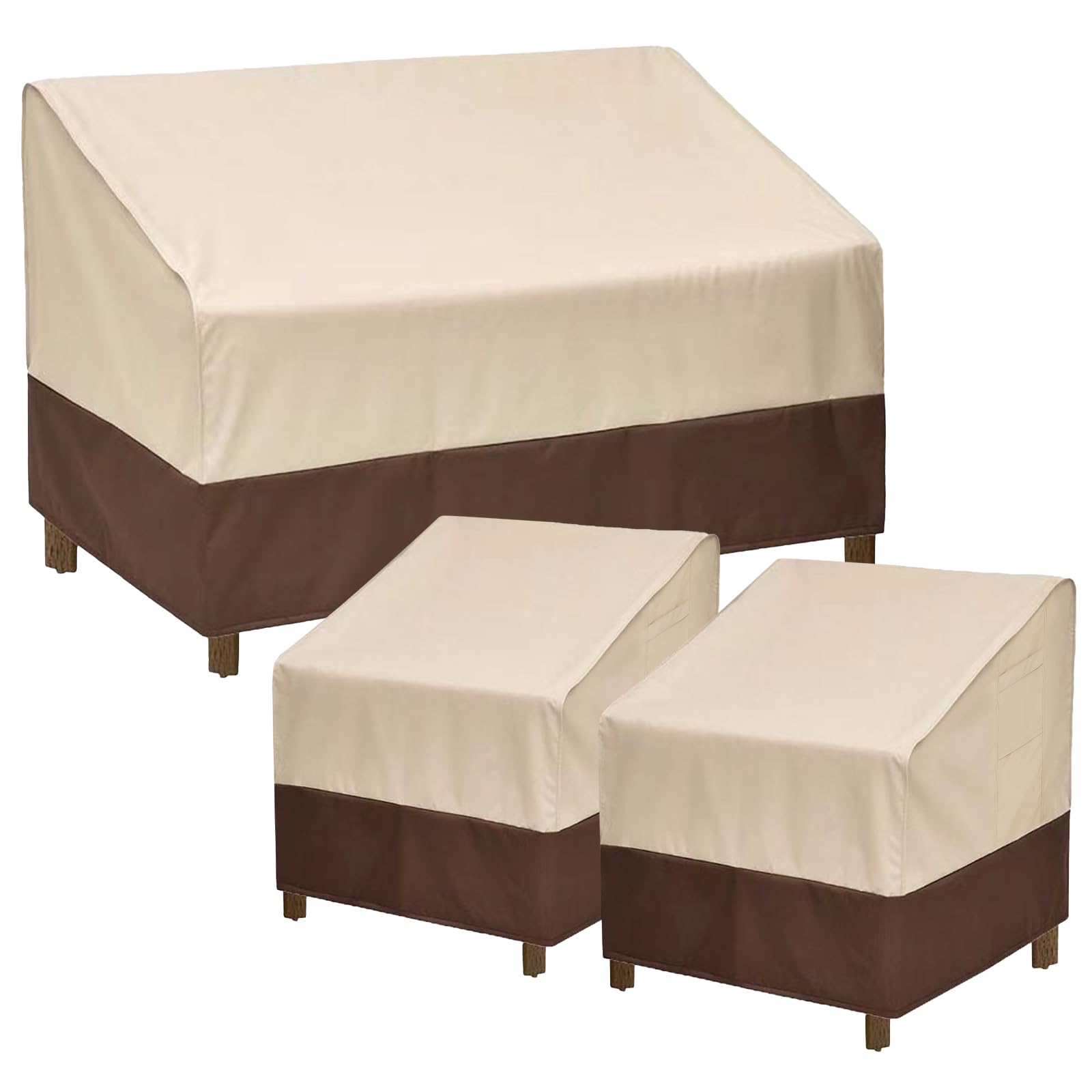 Photo 1 of loriano 3-Piece Patio Furniture Covers Set, Waterproof Outdoor Chair & Loveseat Covers, Heavy Duty 600D Oxford Fabric with UV Protection, Windproof Design for All-Weather Protection