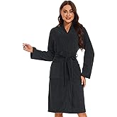 Knuffnee Women Bath Robes Terry Cloth Towel Robe Knee Length Bathrobe with Pockets