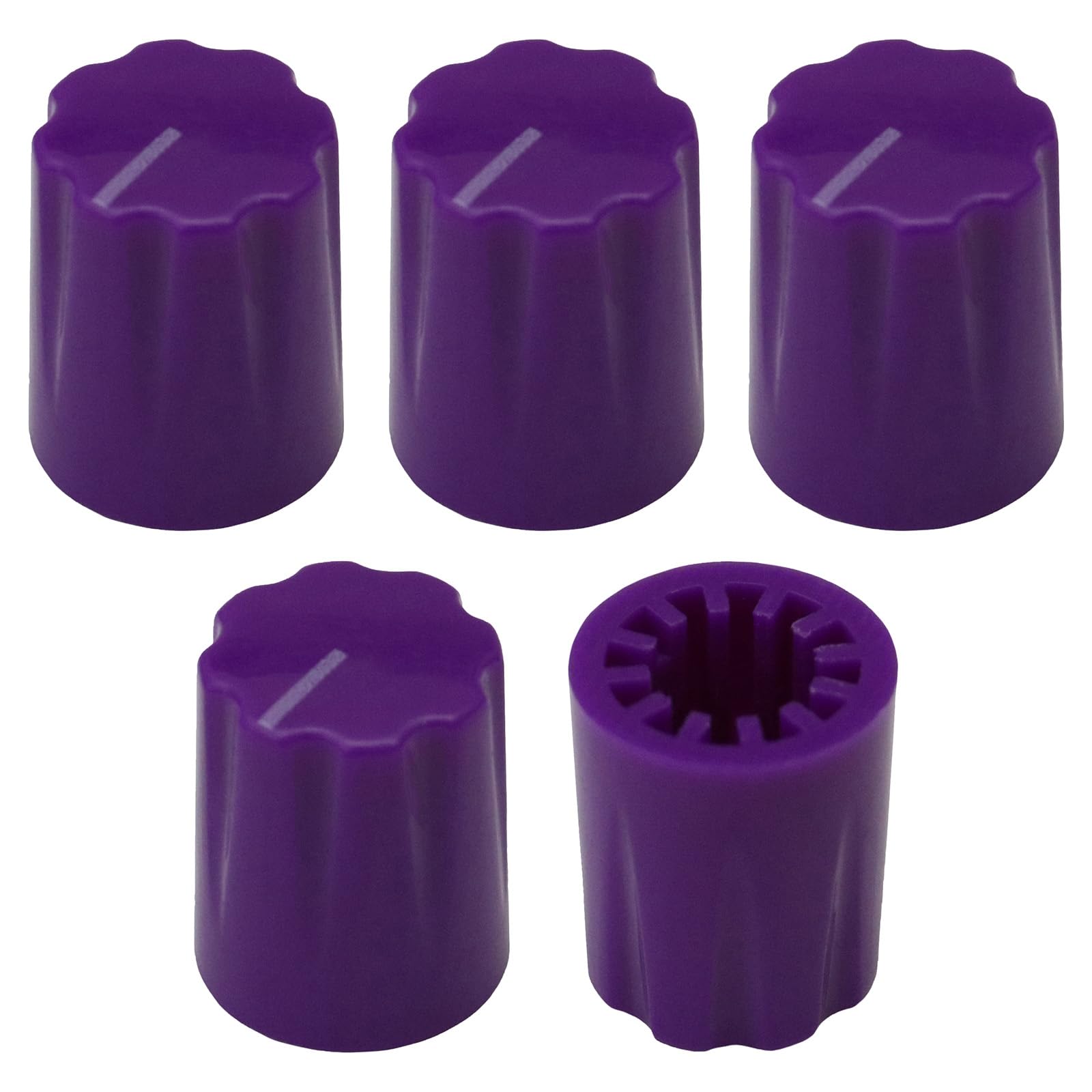 6.4mm Hole Tall Davies Style Instrument/Pedal Control Knob Pack of 5 (Purple) — image 1