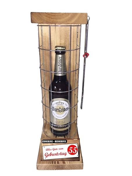 Alles Gute zum 55 Geburtstag - Die Eiserne Reserve Warsteiner Pilsener 0,50L incl. Säge - Das ausgefallenes witziges originelles lustiges Geschenk zum 55. Die Geschenkidee für Mann & Frau