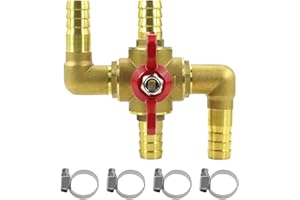 Kefly Automobile Integrated 4-Way Heating Water Manual Control Valve, Brass Car Heater Air Conditioning bypass Valve, 4-Way shaped hose barb ball valve 3/4in(19mm)