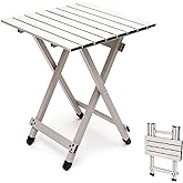 SUNNYFEEL Folding Camping Table - Lightweight Aluminum Portable Picnic Table for Cooking, Beach, Hiking, Travel, Fishing, BBQ, Indoor Outdoor Small Foldable Camp Tables