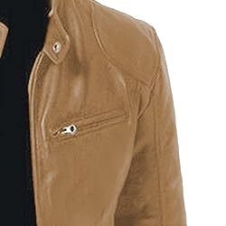 SWJGLITTR Men Slim Fit Motorcyle Leather Jacket
