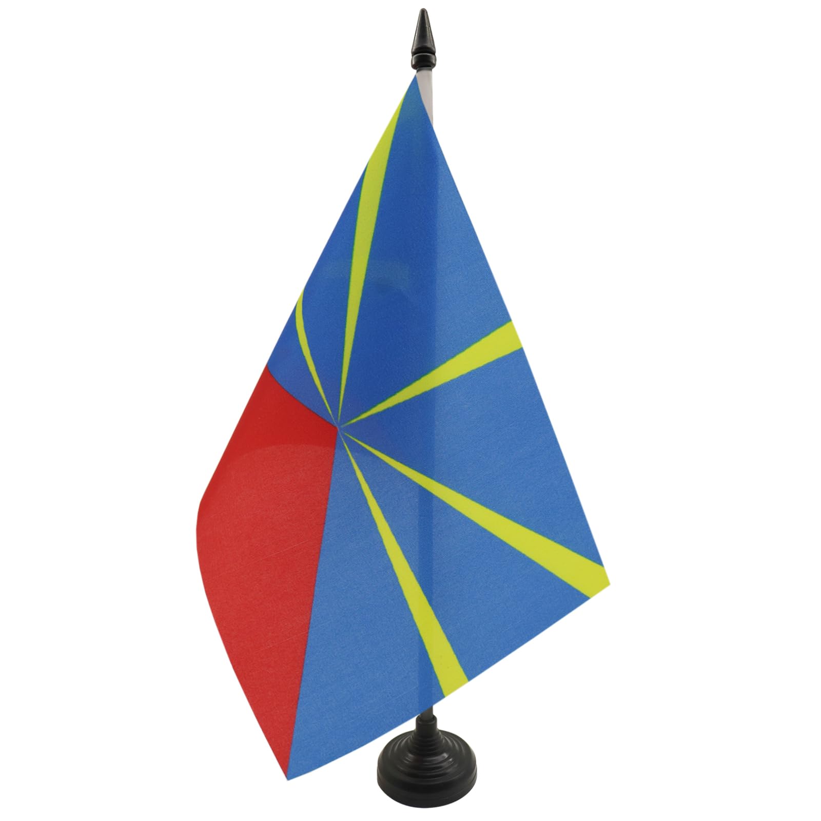 AZ FLAG Reunion Table Flag 5'' x 8'' - French region of La Réunion Office Decoration 100% Polyester 21 x 14 cm - Mini Desk Flag with Pole and Black Plastic Base — image 1