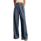 XISOXU Womens Wide Leg Pants High Waist Straight Work Pants Office Business Casual Palazzo Trousers with Pockets