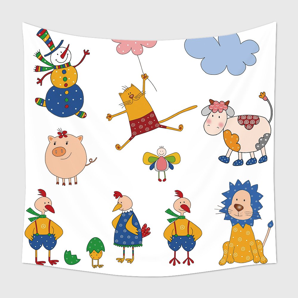 Home Decor Tapestry Wall Hanging Set Of Cartoon Characters