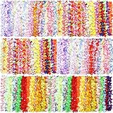Shappy 100 Pieces Flower Tropical Hawaiian Leis Necklaces for Beach Theme Party Supplies Decorations Favors Ornaments (Style 3)