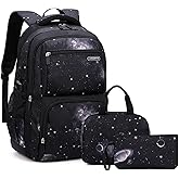 MITOWERMI Boys Backpacks for Primary Junior School Kids Backpack with Lunch Box Galaxy Space Bookbags for Boys Girls