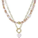 KissYan Beaded Necklaces for Women, Layered Pendant Choker for Summer, Colorful Natural Gemstone Boho Handmade Beach Valentine's Jewelry Gifts For Girlfriend Wife Lover