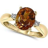 KOKAV 14K Yellow Gold Genuine Citrine 2-3/8 Ct Oval, Diamond Ring. Size 7