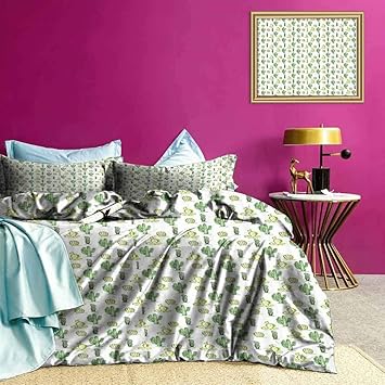 Adorise Juego de Colcha de Colcha Cartoon Doodle Flora Juegos de Cama