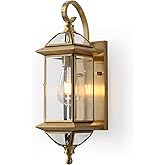 Milaii Outdoor Wall Light with Clear Glass Waterproof Exterior Light Fixtures Oil Rubbed Brass 18.5 inch Copper Wall Mount Li