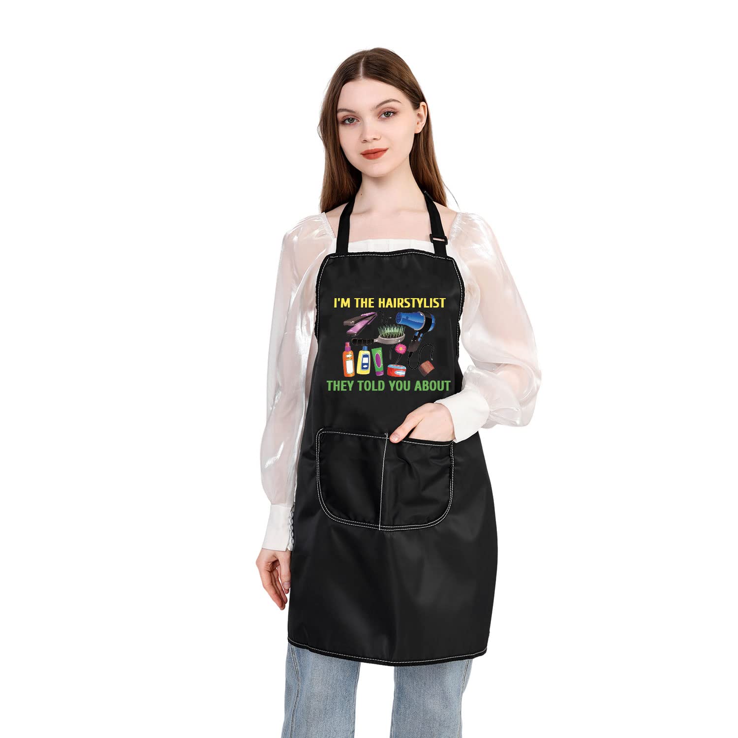 PLITI Hairstylist Apron With Pockets I'M The Hairstylist They Told You About Hair Stylist Apron For Women Salon Hairdresser (told hairstylist APU)