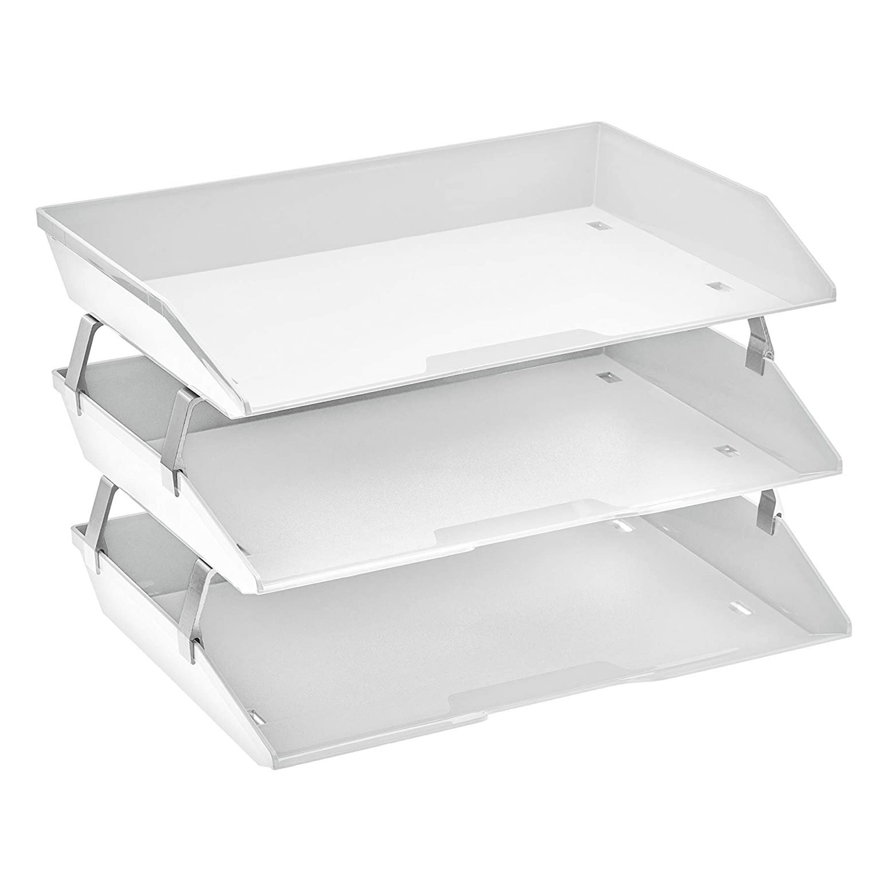 Acrimet Facility 3 Tier Letter Tray, Side Load, Letter Size/A4, Desktop File Organizer, Plastic (White Color)