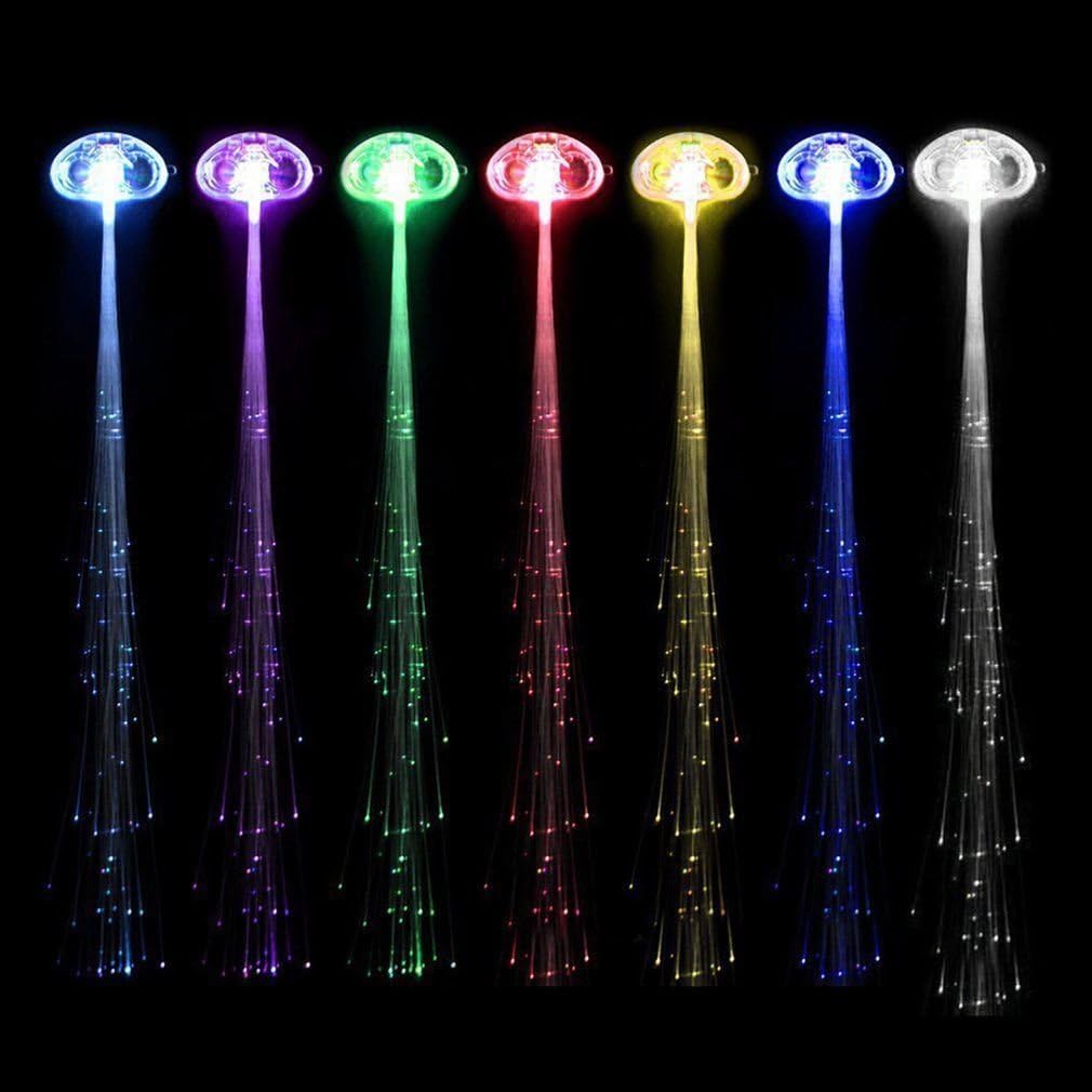 Golden Beads 4 Pack LED Lights Hair, Light-Up Fiber Optic LED Hair Barrettes Party Favors Party, Bar Dancing Hairpin, Hair Clip, Multicolor Flash Barrettes Clip Braid