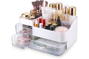 KSSVZZ Makeup Organizer for Vanity - Skincare Organizers with Clear Drawers, Large Make Up Organizers and Storage, Bathroom Countertop Makeup Holder, Bedroom Desk Organizer for Cosmetics, Skin Care, Perfume