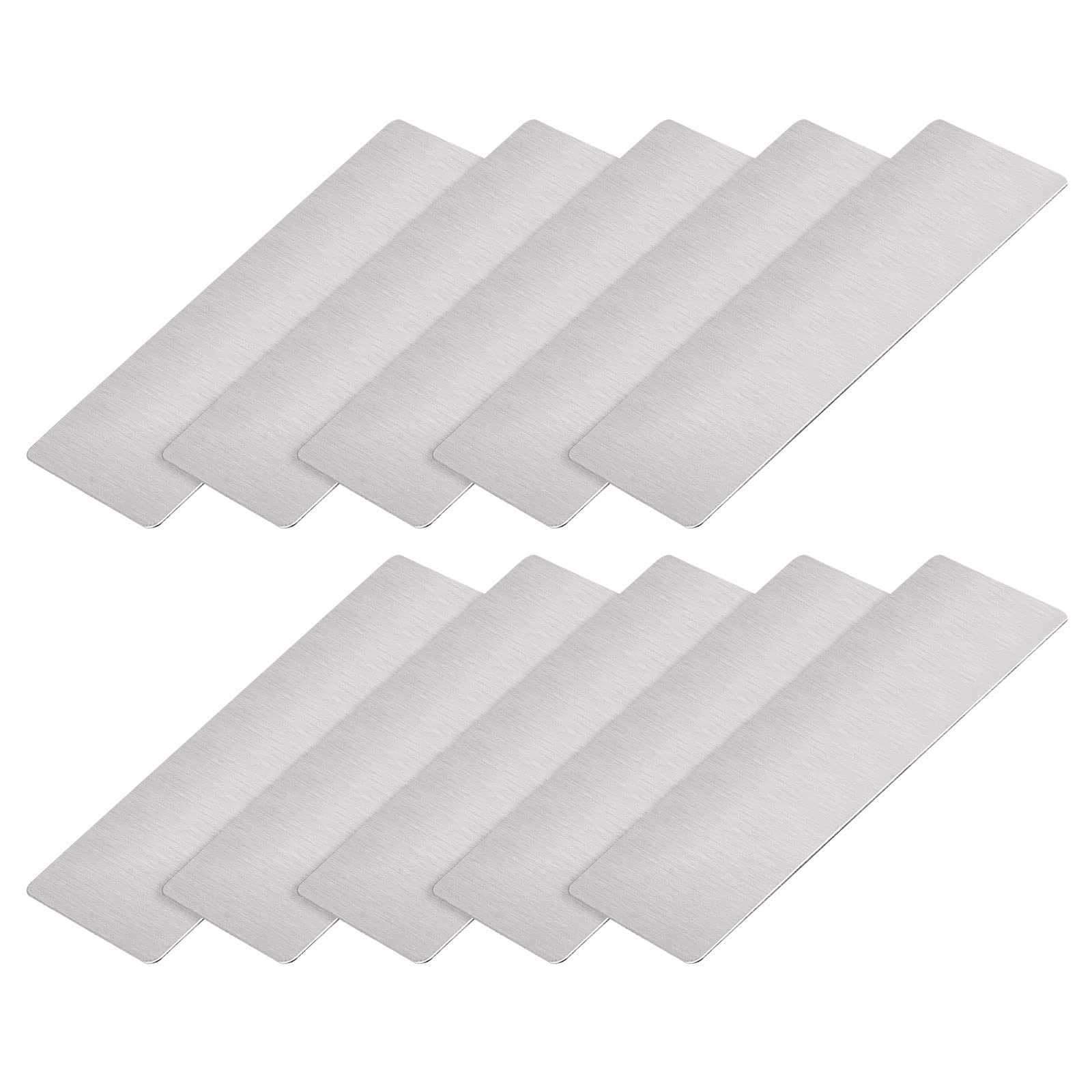 METALLIXITY Blank Metal Card (80mm x 30mm x 0.4mm) 15Pcs, Brushed 201 Stainless Steel Nameplate - for Home Indoor DIY Signage Etching, Silver Tone — image 1