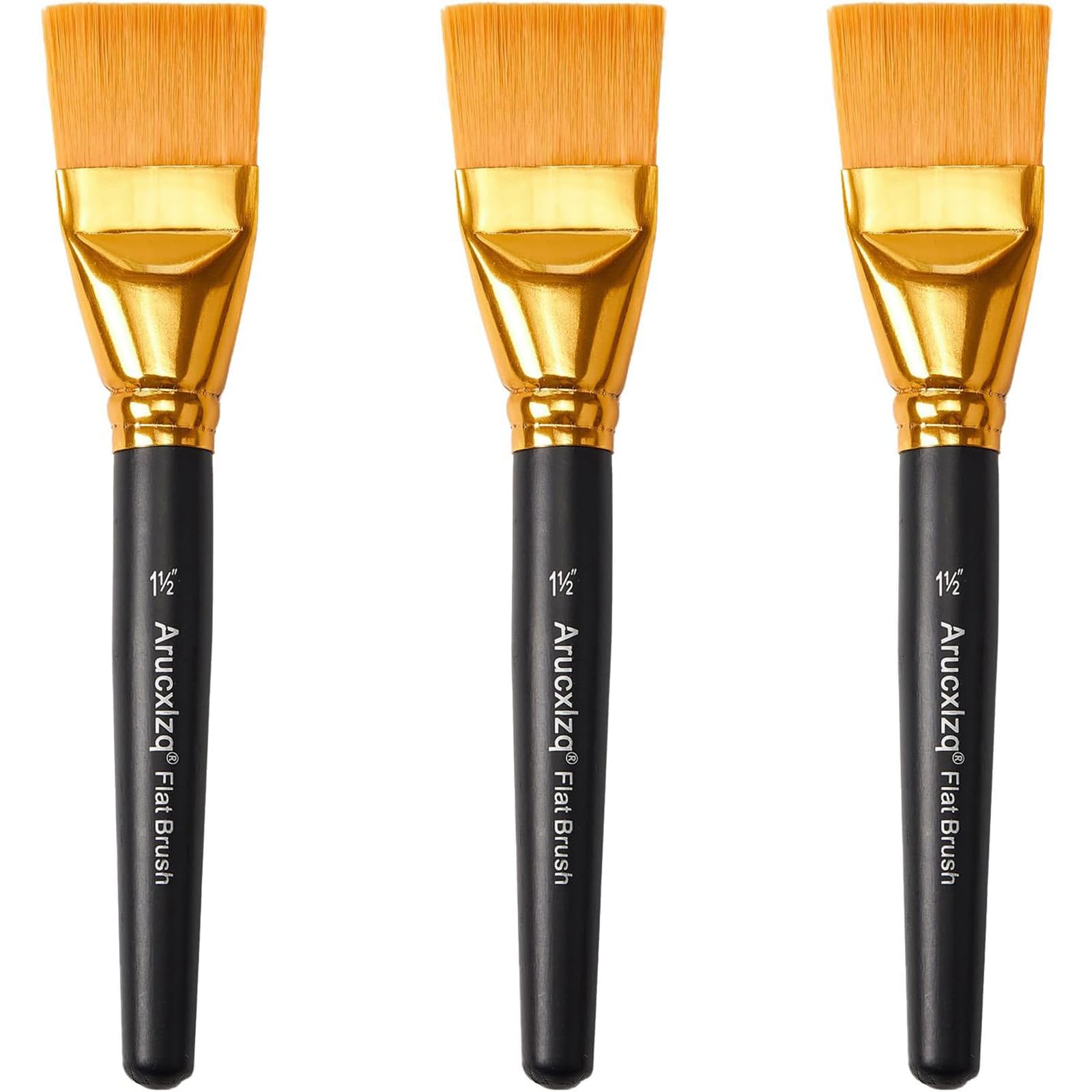 Photo 1 of 1 1/2 Inch Flat Paint Brushes 3Pcs - Large Acrylic, Oil & Watercolor Paint Brushes with Wooden Handle - Professional Artist Brush Set for Base Coating, Canvas, Crafts(3Pieces)