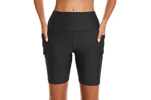 HODOSPORTS Women's 3''/5''/7''/9'' Swim Shorts UPF 50+ High Waisted Board Shorts with Pockets Liner Quick Dry Swimsuit Bottom