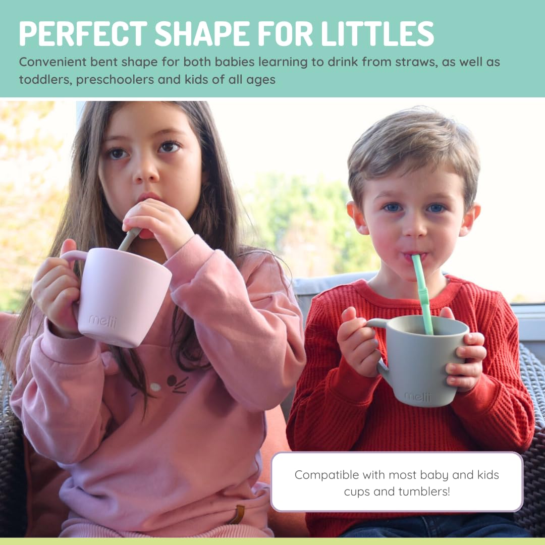 Reusable Silicone Animal Straws for Toddlers & Kids with Cleaning Brush – BPA Free, Dishwasher & Microwave Safe (6 Straws)