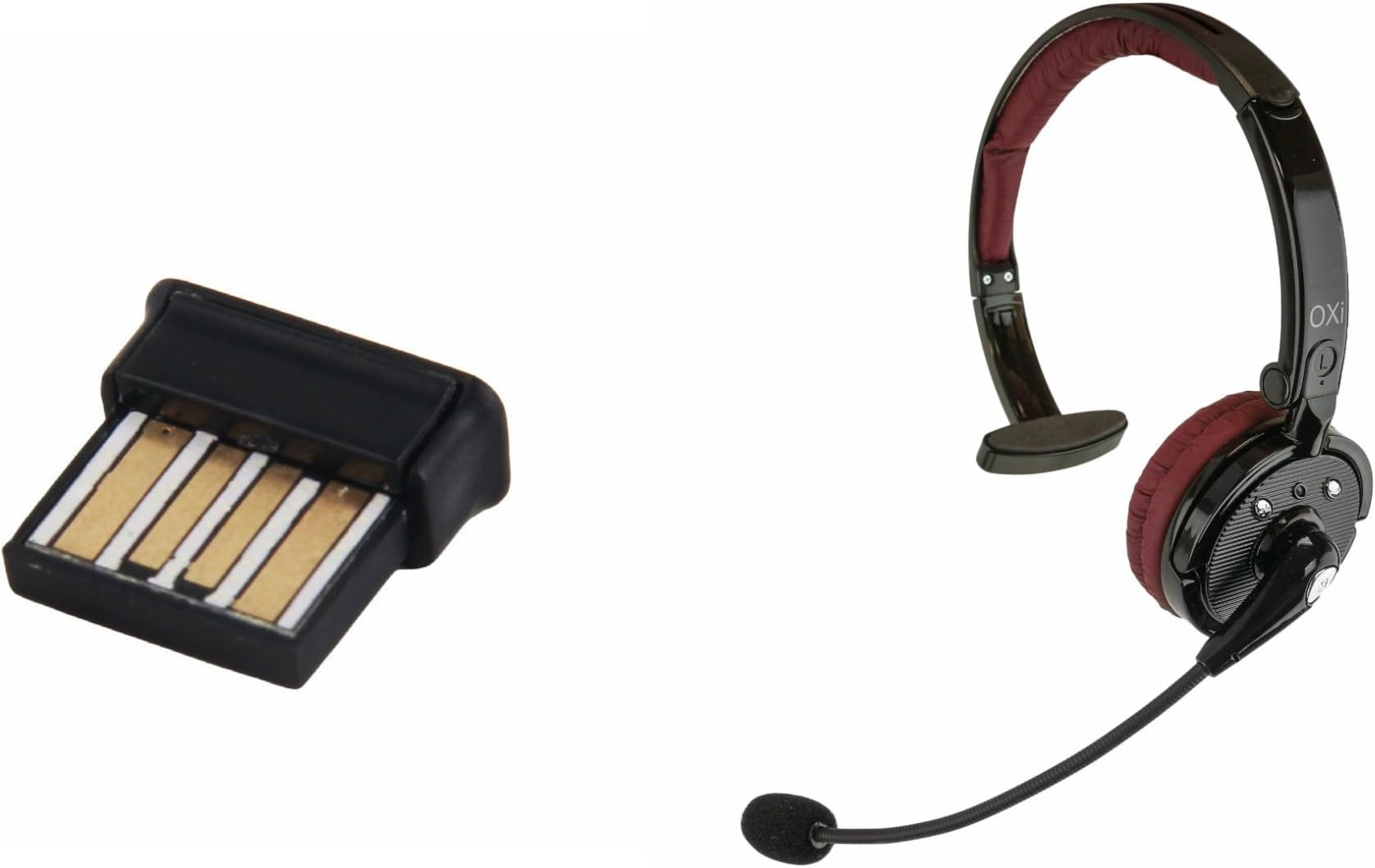 Oxi Wireless Bluetooth Headset and USB Dongle Bundle with Ear Headphones and Plug & Play Network Adapte
