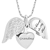 Imrsanl Cremation Jewelry for Ashes Heart Urn Necklace Pendants Ashes for Women Men Family Keepsake Memorial Angel Wing with Charm Heart for Loved Ones