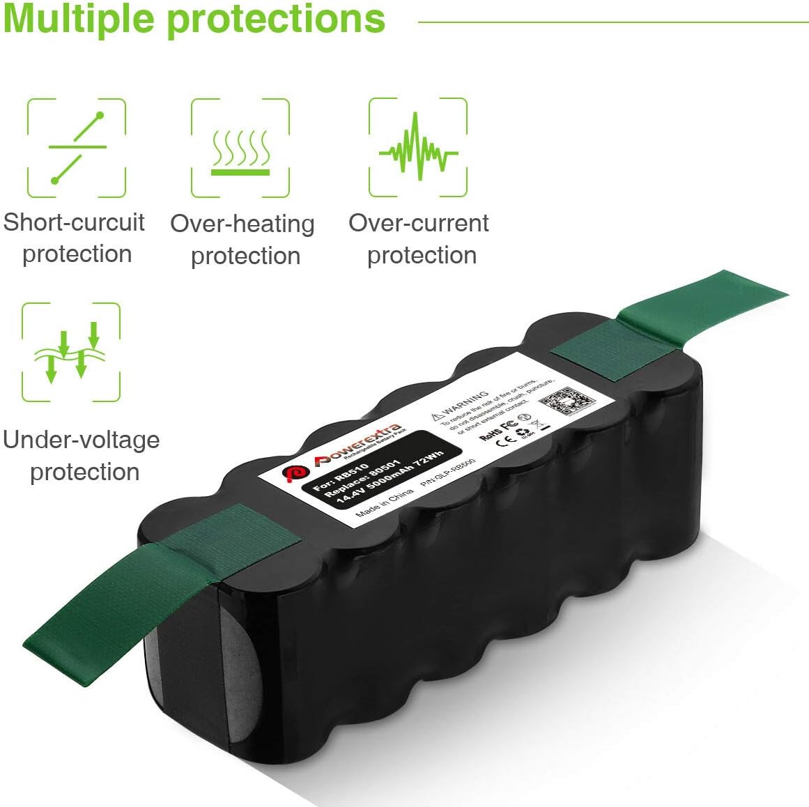 Powerextra 5.0Ah 14.4V Replacement Battery Compatible with Roomba R3 500, 600, 700, 800 & 900 Series 500 510 530 532 540 550 552 560 580 595 620 650 660 700 760 780 790 800 870 900: Home & Kitchen