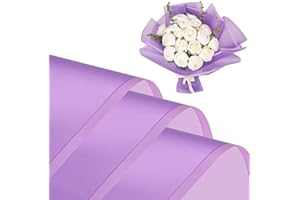 Kosotody 20 Sheets frosted Flowers Wrapping Paper,Waterproof Floral Bouquet Packaging Paper,Crafts Florist Supplies for Wedding Birthday Gift DIY (Purple)