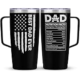 SANDJEST Dad Cup Tumbler with Handle 20oz Dad Nutrition Facts Stainless Steel Travel Coffee Mug Best Dads Gift for Fathers Birthday Christmas Valentines Gift for Men Father Daddy from Daughter Son