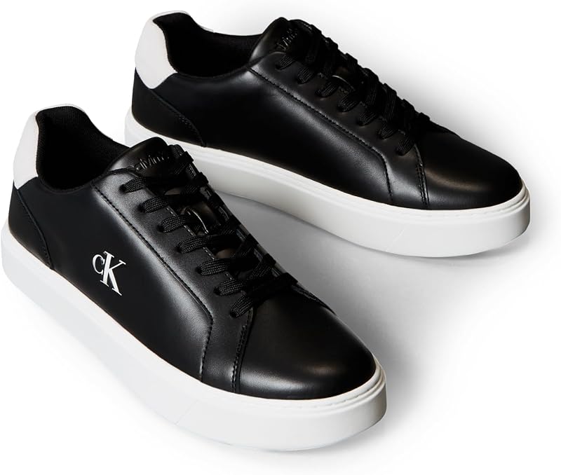 Herren Cupsole Sneaker Classic Laceup aus Leder, Schwarz (Black/Bright White), 42