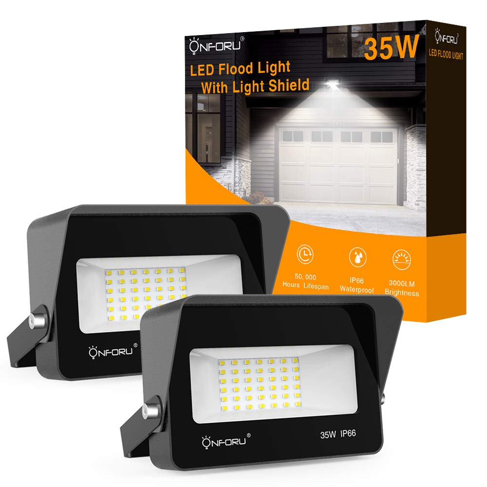 Onforu 2 Pack 60W LED Flood Light with Light Shield Garden ONFG20DW