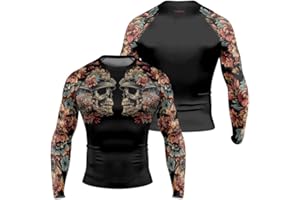 AUREIKA Samurai BJJ Rash Guard for Men Long Sleeve MMA No Gi Grappling Jiu Jitsu Baselayer Skin Performance Shirt