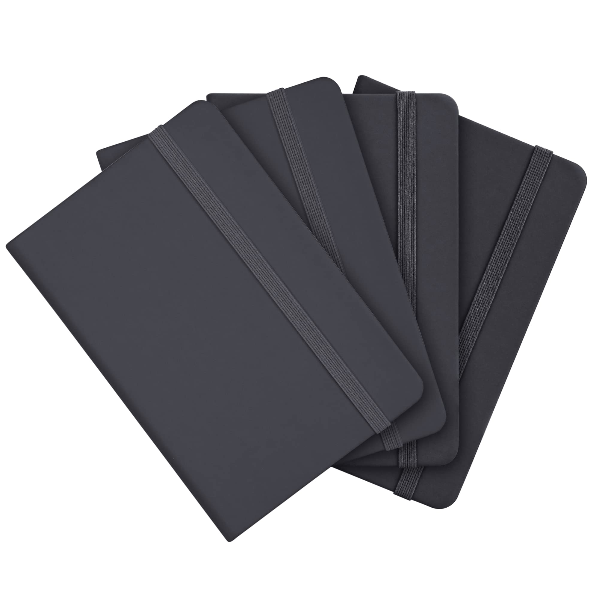 SIMDAO 4Pcs A6 Notebooks, Pocket Notebook Small Notebook Mini notebook with Marker Ribbons and Elastic Closure, 160pages(80sheets) 80g/m, New Hardback Journal Notepad(Black, 14X9.5cm), JJ4802-611