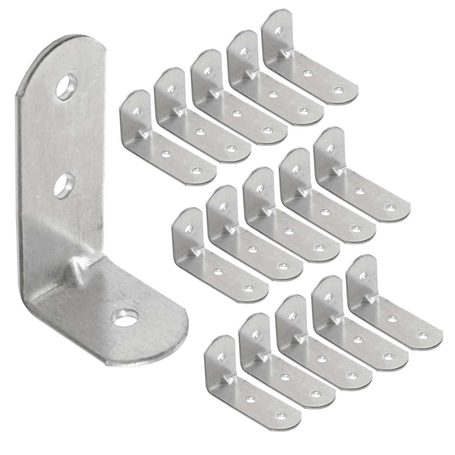 OMIDEAS 15 x Angle Bracket (30 x 60 x 25) 90 Degree Right Shelf Corner Brace Plate Wood Metal Connecting Fixing Joining Repair Support L Galvanised Connector