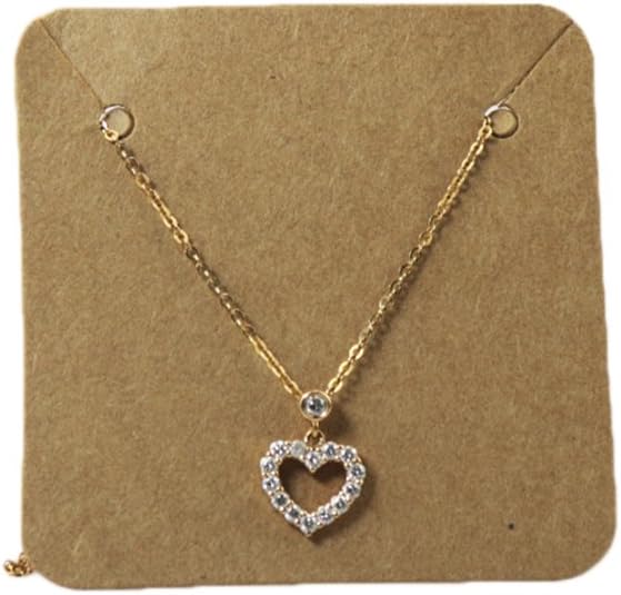 HugeDE 200 Pcs Square Blank Kraft Paper Necklace Display Cards Jewelry Bracelet Display Cards Brown