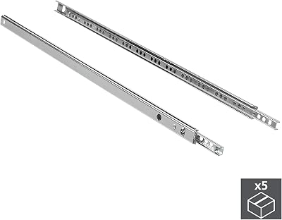 Emuca Set of 5 Pairs Partial Extension Drawer Runners 17 mm x 182 mm Zinc