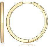 Aidomiya Gold Hoop Earrings 14K Gold Hoop Earrings for Women Minimalist Huggie Hoops Earring for Womens Hoops Earring Elegance 30mm