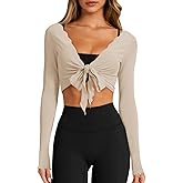 Yousify Women's Tie Wrap Tops Long Sleeve Bolero Shrug Lightweight Ballet Pilates Yoga Gym Workout Outfits