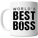 FLEXISAVVY World's Best Boss Mug - Boss Day Gift - Manager Coworker Gift Idea - White 11oz Ceramic Coffee Mug
