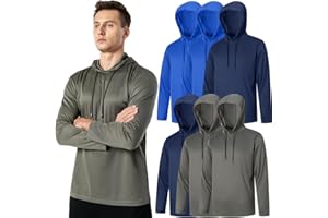 OAKVON 3PC or 6PC Men’s UPF 50+ Sun Protection Lightweight Long Sleeve Hoodie, Quick-Dry SPF UV Shirt for Outdoor Active Wear