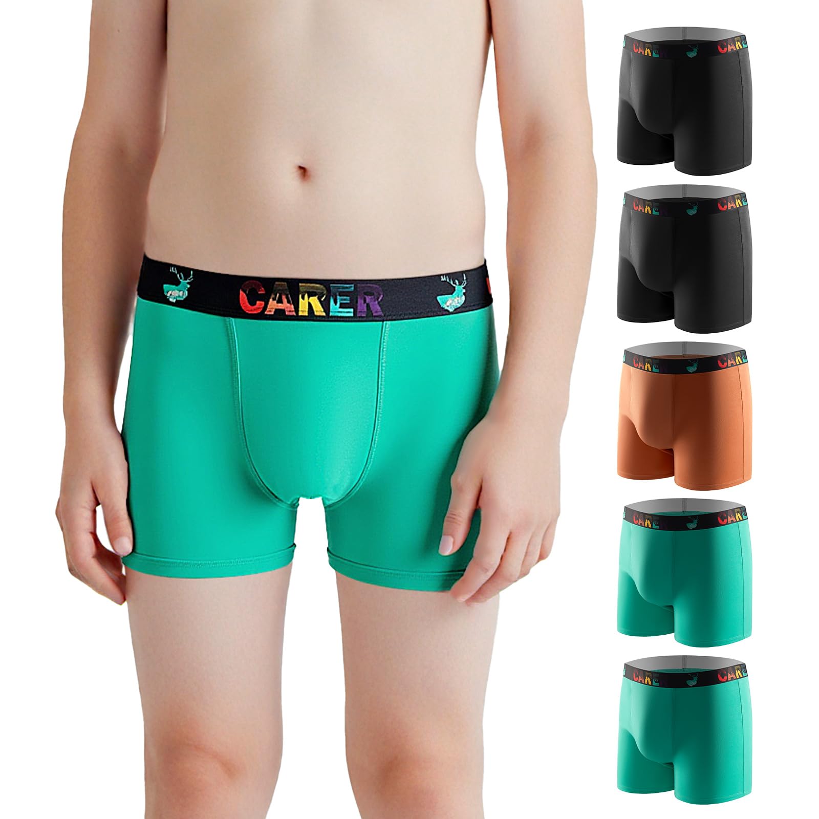 Photo 1 of Carer Washable Incontinence Underwear for Children with Front Absorbent 80ML Cotton Reusable Boys Incontinence Underwear Breathable Kids Absorbent Leak Proof Briefs for Boy Age 4-18, 5 Pack, Small