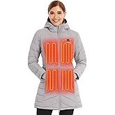 Venustas Women‘s Long Heated Jacket with Battery Pack, 100% Recycled Quilted Electric Puffer Winter Coat with Hood